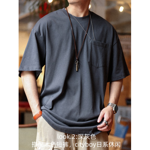 BGYO 美式重磅280g純棉短袖T恤打底M7工裝口袋復古休閒大碼TEE夏