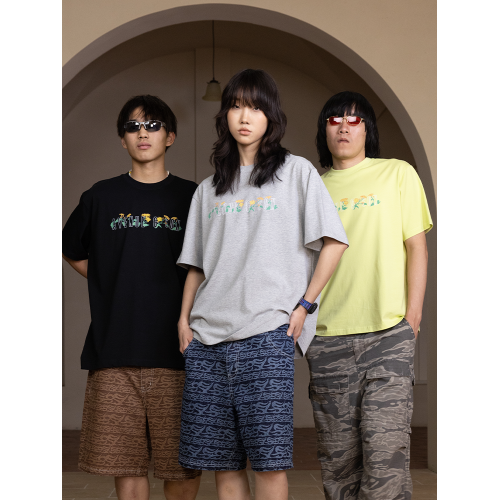 AVENUE&SON 大道之子 夏季T恤圓領寬松休閒簡約字母多色印花短袖