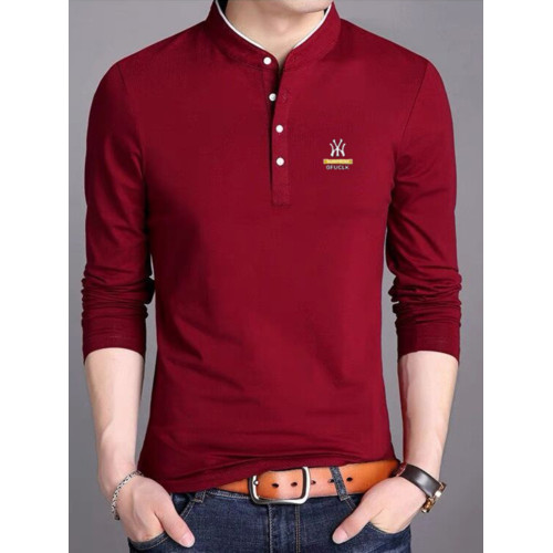 男裝春秋薄款立領純棉長袖t恤男秋裝上衣男士冬季加厚紅色打底衫 男裝春秋薄款立領純棉長袖t恤男秋裝上衣男士冬季加厚紅色打底衫