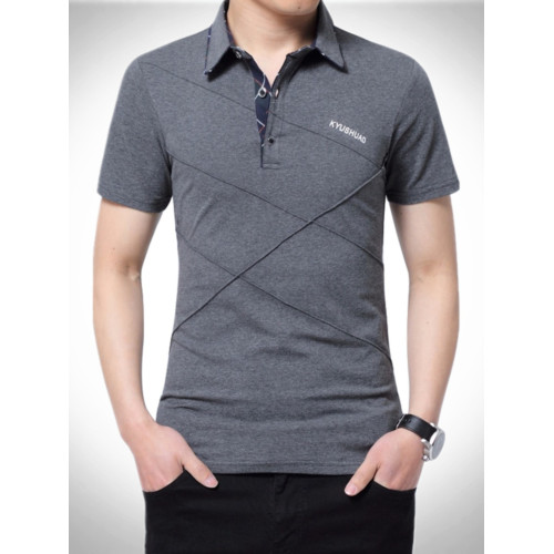 秋裝男士體恤有領純棉長袖T恤翻領加大碼單穿修身上衣胖人打底衫