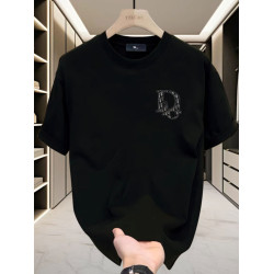 夏季新款高檔純棉男士韓版休閒百搭圓領短袖T恤全棉輕奢帥氣男裝