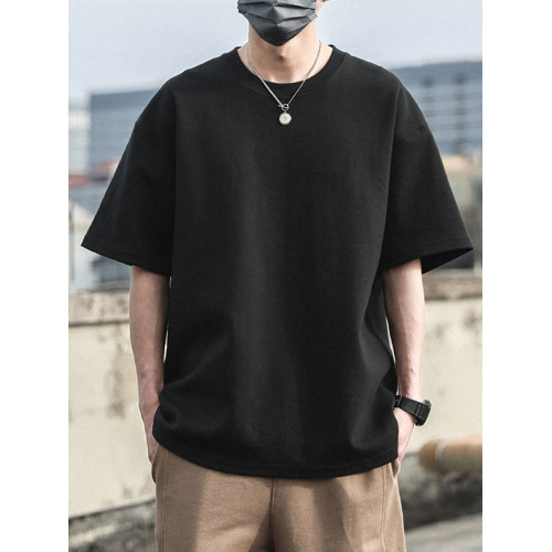 重磅純棉夏季純色男士短袖T恤寬松上衣服潮牌半袖體恤港風打底衫 重磅純棉夏季純色男士短袖T恤寬松上衣服潮牌半袖體恤港風打底衫