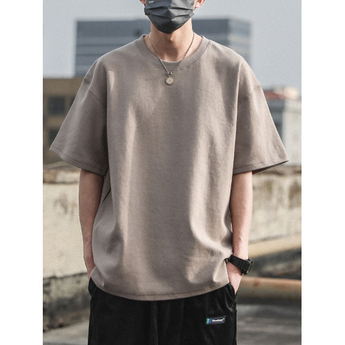 重磅純棉夏季純色男士短袖T恤寬松上衣服潮牌半袖體恤港風打底衫 重磅純棉夏季純色男士短袖T恤寬松上衣服潮牌半袖體恤港風打底衫