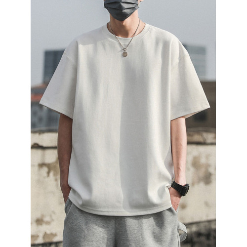 重磅純棉夏季純色男士短袖T恤寬松上衣服潮牌半袖體恤港風打底衫 重磅純棉夏季純色男士短袖T恤寬松上衣服潮牌半袖體恤港風打底衫