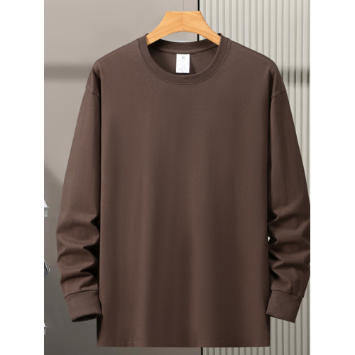 新款春秋重磅純棉長袖t恤衫男胖子大碼加肥加大加厚寬松純色秋衣 新款春秋重磅純棉長袖t恤衫男胖子大碼加肥加大加厚寬松純色秋衣