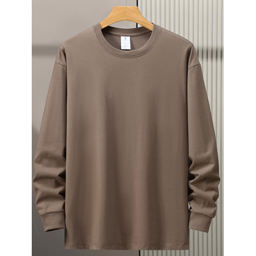 新款春秋重磅純棉長袖t恤衫男胖子大碼加肥加大加厚寬松純色秋衣 新款春秋重磅純棉長袖t恤衫男胖子大碼加肥加大加厚寬松純色秋衣