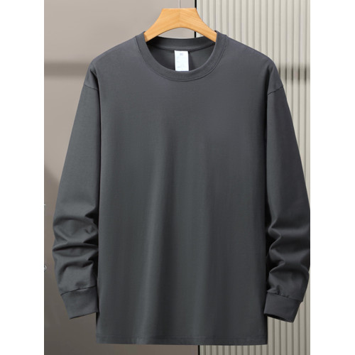 新款春秋重磅純棉長袖t恤衫男胖子大碼加肥加大加厚寬松純色秋衣 新款春秋重磅純棉長袖t恤衫男胖子大碼加肥加大加厚寬松純色秋衣