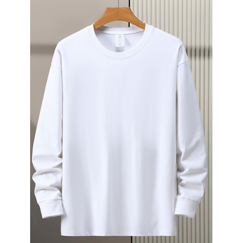 新款春秋重磅純棉長袖t恤衫男胖子大碼加肥加大加厚寬松純色秋衣 新款春秋重磅純棉長袖t恤衫男胖子大碼加肥加大加厚寬松純色秋衣