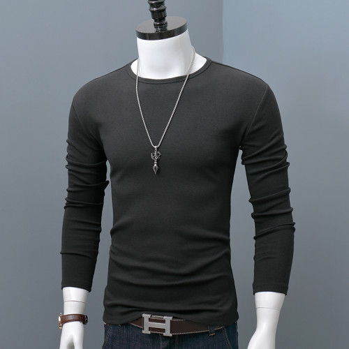 圓領長袖打底衫男士棉質秋冬季大碼修身純色透氣簡約大碼t恤上衣 圓領長袖打底衫男士棉質秋冬季大碼修身純色透氣簡約大碼t恤上衣
