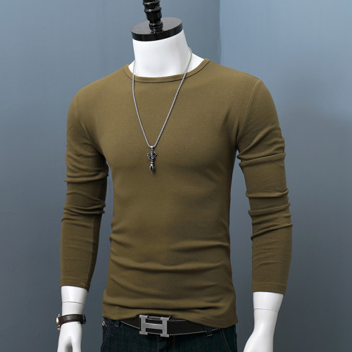 圓領長袖打底衫男士棉質秋冬季大碼修身純色透氣簡約大碼t恤上衣 圓領長袖打底衫男士棉質秋冬季大碼修身純色透氣簡約大碼t恤上衣