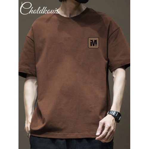 短袖t恤男士美式高街ins潮牌半袖體恤重磅純棉寬松大碼套頭上衣服 短袖t恤男士美式高街ins潮牌半袖體恤重磅純棉寬松大碼套頭上衣服