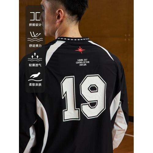 LUSHISI「拼接設計」復古運動休閒衛衣長袖T恤追逐未來V領賽車服 LUSHISI「拼接設計」復古運動休閒衛衣長袖T恤追逐未來V領賽車服