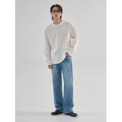 100%純棉 簡約休閒長袖T恤男士秋季打底衫韓系潮流基礎款圓領內搭