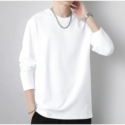 300g重磅白色純棉長袖t恤男女上衣秋冬內搭寬松簡約休閒打底衫 300g重磅白色純棉長袖t恤男女上衣秋冬內搭寬松簡約休閒打底衫