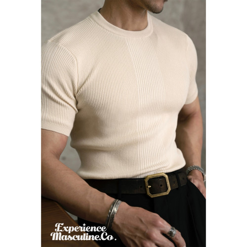 柴米重磅緊身針織短袖T恤男300g修身顯肌肉健身服美式復古哢嘰夏 柴米重磅緊身針織短袖T恤男300g修身顯肌肉健身服美式復古哢嘰夏