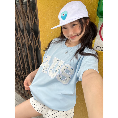 FORUYES官方店 春夏貼布綉碎花國潮牌情侶男女寬松打底衫T恤短袖 FORUYES官方店 春夏貼布綉碎花國潮牌情侶男女寬松打底衫T恤短袖