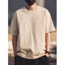 美式復古潮牌簡約重磅100%純棉短袖T恤男夏裝寬松百搭ins潮流半袖