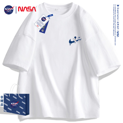 NASA聯名男女同款純棉短袖T恤經典小標宇航員夏季寬松圓領半袖潮 NASA聯名男女同款純棉短袖T恤經典小標宇航員夏季寬松圓領半袖潮