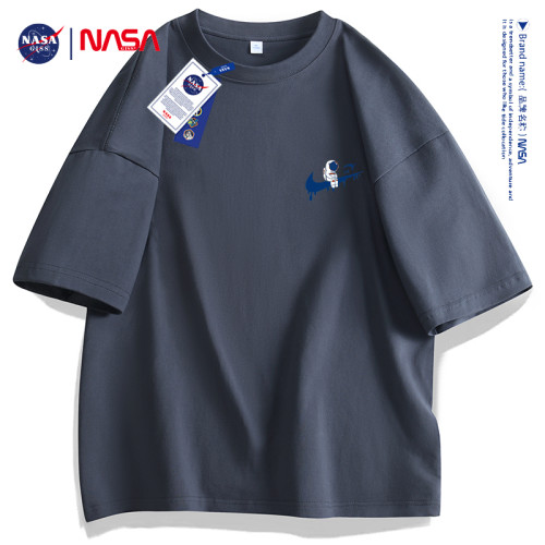 NASA聯名男女同款純棉短袖T恤經典小標宇航員夏季寬松圓領半袖潮 NASA聯名男女同款純棉短袖T恤經典小標宇航員夏季寬松圓領半袖潮
