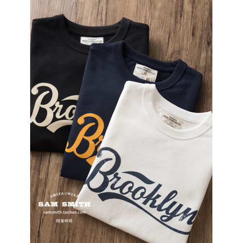 重磅280g阿美哢嘰長袖T恤男士純棉圓領美式復古雙面印花打底衫秋 重磅280g阿美哢嘰長袖T恤男士純棉圓領美式復古雙面印花打底衫秋