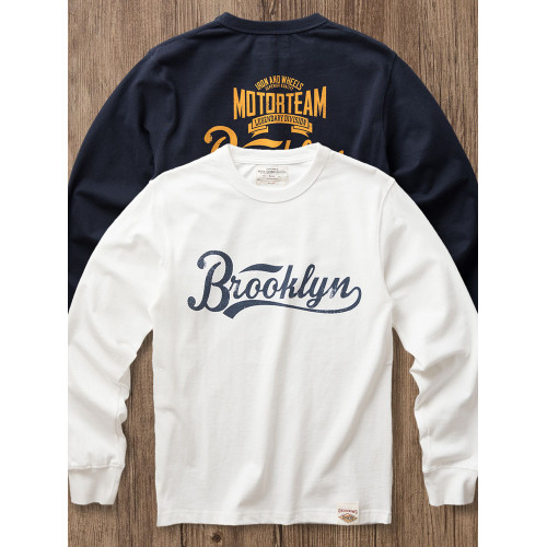 重磅280g阿美哢嘰長袖T恤男士純棉圓領美式復古雙面印花打底衫秋 重磅280g阿美哢嘰長袖T恤男士純棉圓領美式復古雙面印花打底衫秋