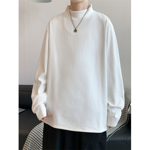 德絨打底衫男秋冬ins日系簡約純色百搭長袖t恤潮牌休閒半高領上衣 德絨打底衫男秋冬ins日系簡約純色百搭長袖t恤潮牌休閒半高領上衣