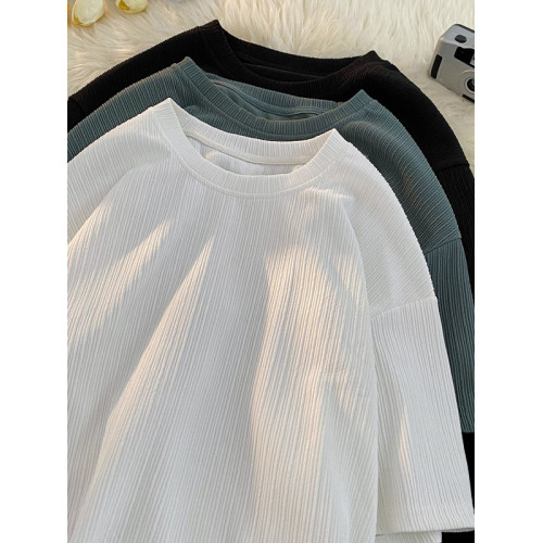 冰絲涼感T恤男士短袖夏季潮流寬松純色打底衫ins韓版情侶半袖體恤 冰絲涼感T恤男士短袖夏季潮流寬松純色打底衫ins韓版情侶半袖體恤