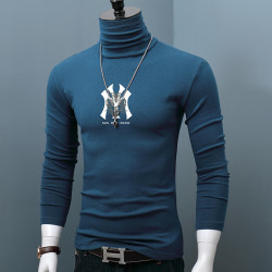 秋冬季新款純棉打底衫男士磨毛高領長袖T恤修身潮流韓版青年體恤