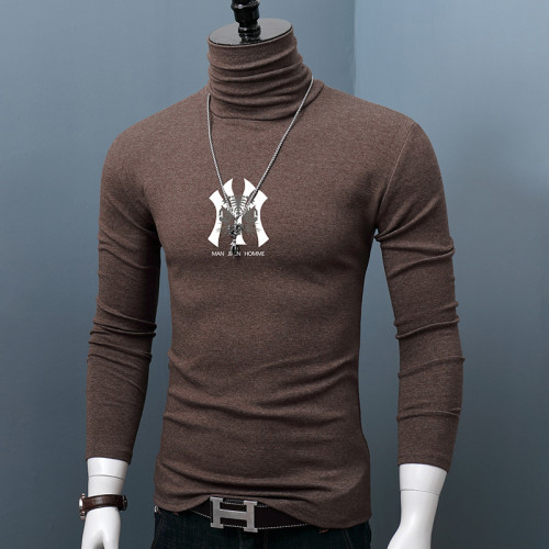 秋冬季新款純棉打底衫男士磨毛高領長袖T恤修身潮流韓版青年體恤 秋冬季新款純棉打底衫男士磨毛高領長袖T恤修身潮流韓版青年體恤