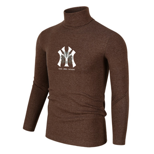 秋冬季新款純棉打底衫男士磨毛高領長袖T恤修身潮流韓版青年體恤 秋冬季新款純棉打底衫男士磨毛高領長袖T恤修身潮流韓版青年體恤