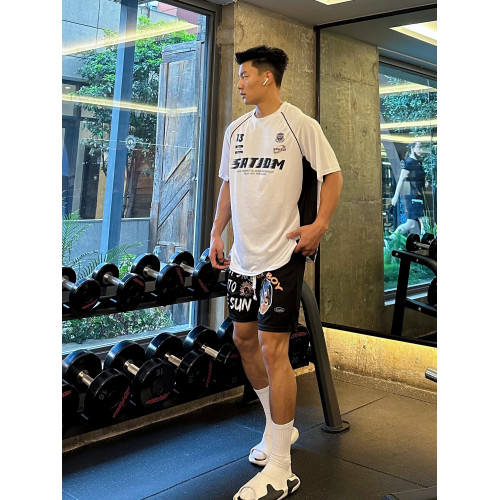 Satjdm美式短袖拼接撞色插肩袖籃球訓練服T恤健身跑步體育生夏季 Satjdm美式短袖拼接撞色插肩袖籃球訓練服T恤健身跑步體育生夏季