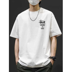 寬松ins潮牌重磅純棉短袖t恤男印花半袖2024新款夏季圓領休閒大碼