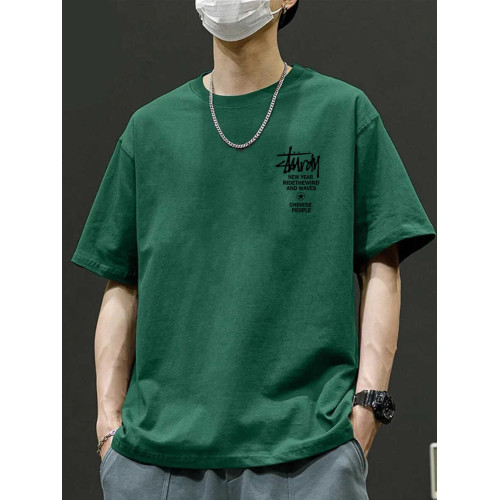 寬松ins潮牌重磅純棉短袖t恤男印花半袖2024新款夏季圓領休閒大碼