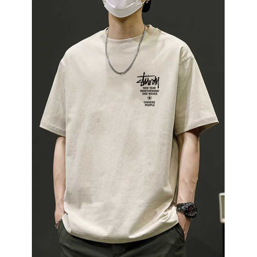 寬松ins潮牌重磅純棉短袖t恤男印花半袖2024新款夏季圓領休閒大碼