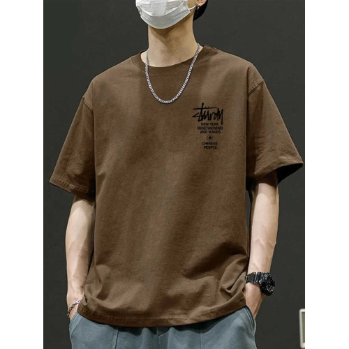 寬松ins潮牌重磅純棉短袖t恤男印花半袖2024新款夏季圓領休閒大碼