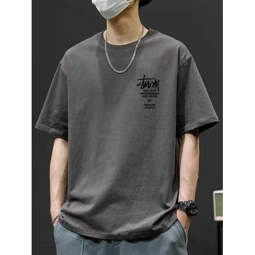 寬松ins潮牌重磅純棉短袖t恤男印花半袖2024新款夏季圓領休閒大碼