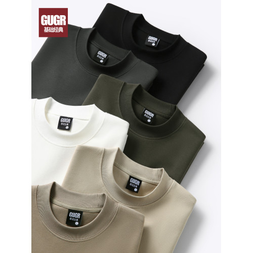 GUGR 300g磨毛棉感 重磅抗皺 夏季美式小領口短袖男女落肩T恤上衣 GUGR 300g磨毛棉感 重磅抗皺 夏季美式小領口短袖男女落肩T恤上衣