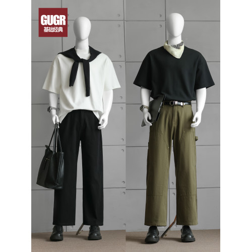 GUGR 300g磨毛棉感 重磅抗皺 夏季美式小領口短袖男女落肩T恤上衣 GUGR 300g磨毛棉感 重磅抗皺 夏季美式小領口短袖男女落肩T恤上衣