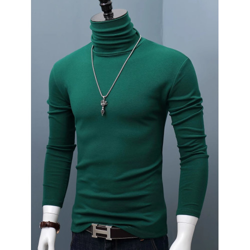高領長袖打底衫男士棉質純色修身大碼堆領t恤秋冬季青年保暖秋衣 高領長袖打底衫男士棉質純色修身大碼堆領t恤秋冬季青年保暖秋衣
