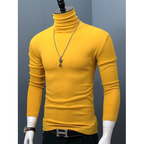 高領長袖打底衫男士棉質純色修身大碼堆領t恤秋冬季青年保暖秋衣 高領長袖打底衫男士棉質純色修身大碼堆領t恤秋冬季青年保暖秋衣
