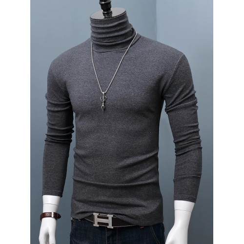 高領長袖打底衫男士棉質純色修身大碼堆領t恤秋冬季青年保暖秋衣 高領長袖打底衫男士棉質純色修身大碼堆領t恤秋冬季青年保暖秋衣