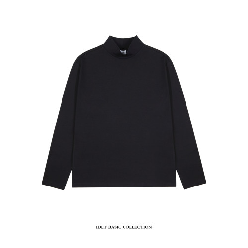 IDLT 高質 修身 半高領 立領 原創黑色長袖T恤 男簡約打底 潮 INS