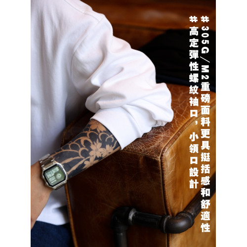 BGYO鹿起 美式休閒重磅長袖T恤男寬松小領口設計白色大碼打底衫潮 BGYO鹿起 美式休閒重磅長袖T恤男寬松小領口設計白色大碼打底衫潮