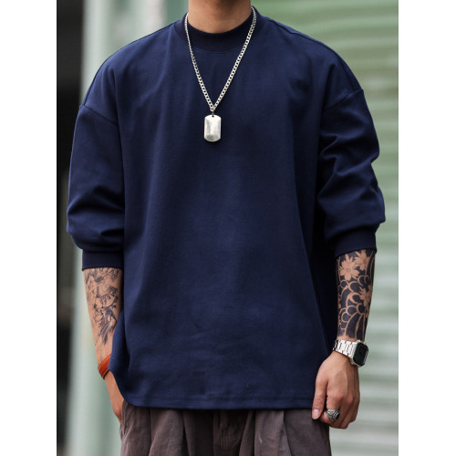 BGYO鹿起 美式休閒重磅長袖T恤男寬松小領口設計白色大碼打底衫潮 BGYO鹿起 美式休閒重磅長袖T恤男寬松小領口設計白色大碼打底衫潮