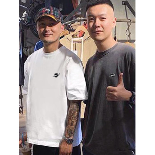 重磅240g純棉短袖T恤男刺綉夏季寬松百搭圓領潮流男士打底衫半袖