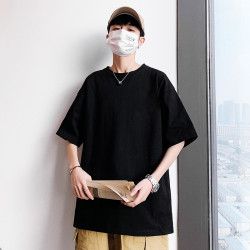 夏季純色短袖T恤男士潮牌純棉半袖寬松體恤港風百搭ins潮男生衣服
