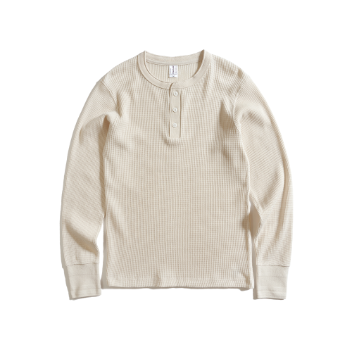 美式復古亨利領320G重磅長袖t恤男純棉 秋季哢嘰華夫格純色打底衫 美式復古亨利領320G重磅長袖t恤男純棉 秋季哢嘰華夫格純色打底衫