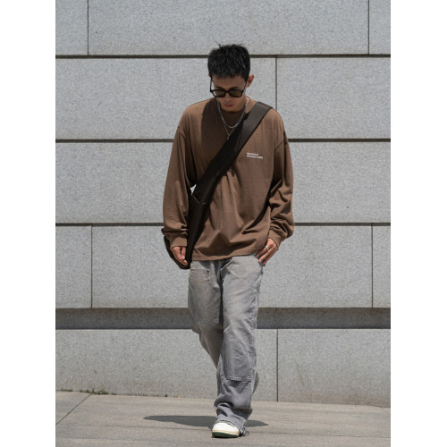 MASSULTI 日系復古310g重磅純棉小領口純色基礎寬松打底衫長袖T恤 MASSULTI 日系復古310g重磅純棉小領口純色基礎寬松打底衫長袖T恤