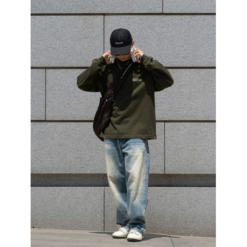 MASSULTI 日系復古310g重磅純棉小領口純色基礎寬松打底衫長袖T恤 MASSULTI 日系復古310g重磅純棉小領口純色基礎寬松打底衫長袖T恤