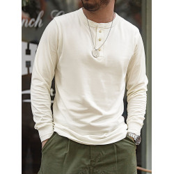 馬登工裝 美式復古重磅長袖亨利衫T恤開領硬漢外穿薄款打底衫男秋